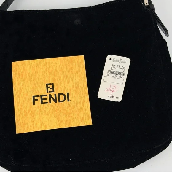Fendi Vintage Mixed Metal Velvet Shoulder Bag Black Gold Silver - Picture 12 of 14